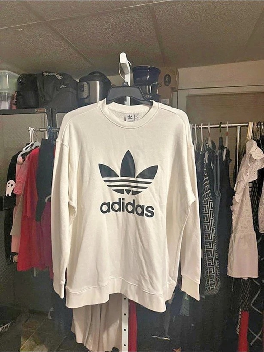 adidas Originals TRF Crew Sweat Sweatshirt Cream & Black 2X NWT